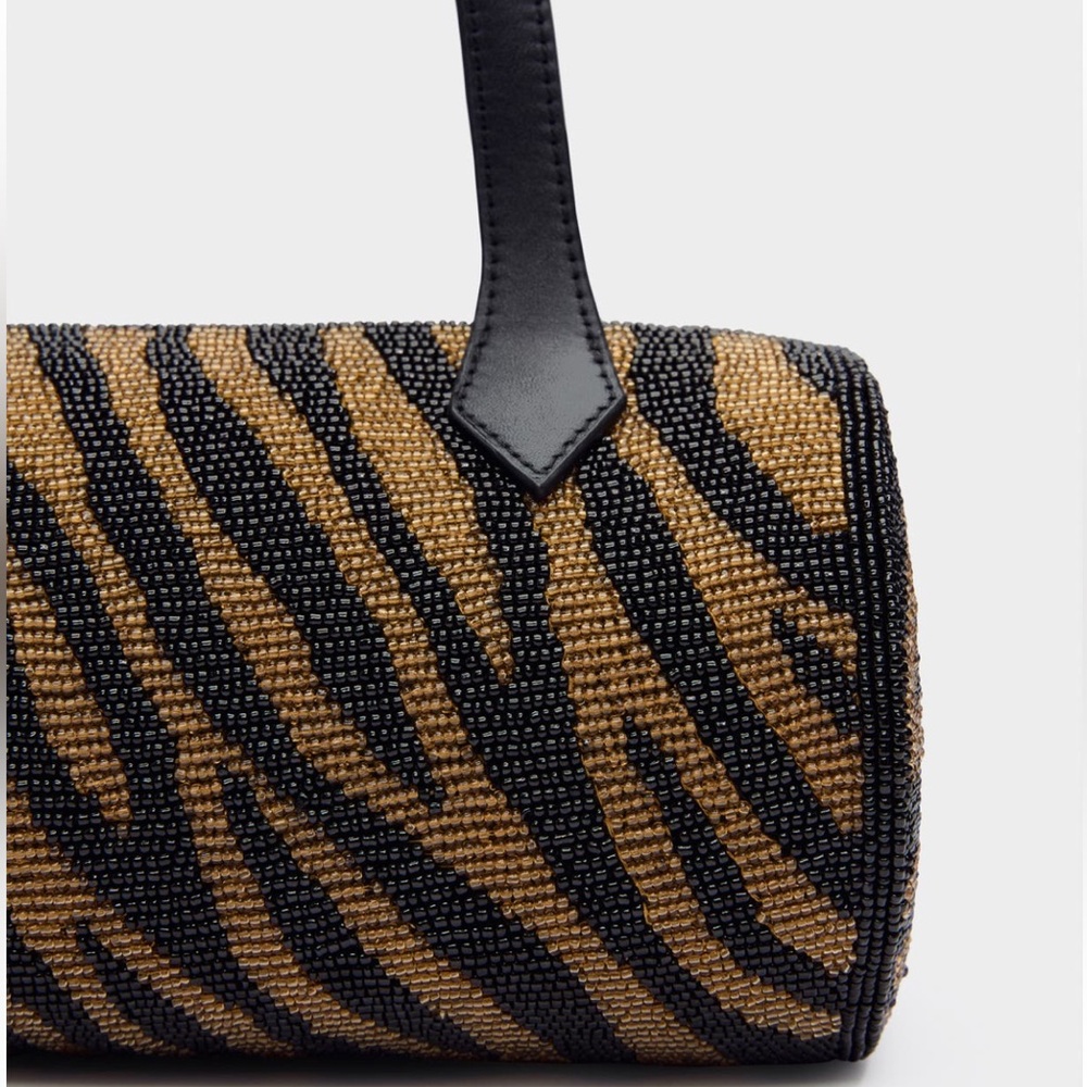 NWT & Dustbag REFORMATION CYLINDER BEADED SHOULDER BAG in black/bronze - Picture 10 of 11